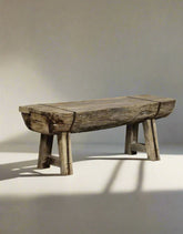 Indian Hand Carved Reclaimed Wood Bench B6